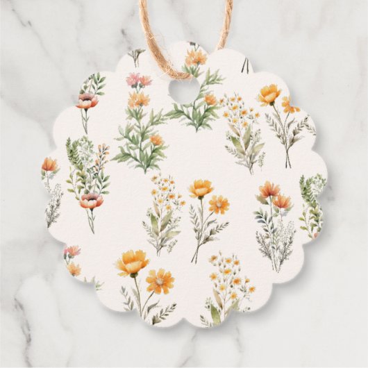 Elegante Wildflower Meadow Ivoor Bruiloft Welkom Bedankjes Labels (Achterkant)