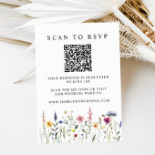 Elegante Wildflower Meadow QR Code Bruiloft RSVP Informatiekaartje