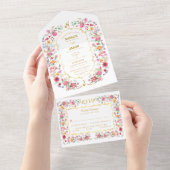 Elegante Wildflower Meadow Spring Garden bruiloft All In One Uitnodiging (Afscheurbaar)