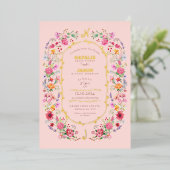 Elegante Wildflower Meadow Spring Garden bruiloft Folie Uitnodiging (Staand Voorkant)