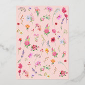 Elegante Wildflower Meadow Spring Garden bruiloft Folie Uitnodiging (Achterkant)