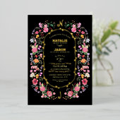 Elegante Wildflower Meadow Spring Garden bruiloft Folie Uitnodiging (Staand Voorkant)