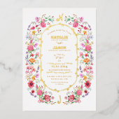 Elegante Wildflower Meadow Spring Garden bruiloft Folie Uitnodiging (Voorkant)