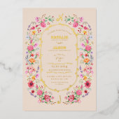 Elegante Wildflower Meadow Spring Garden bruiloft Folie Uitnodiging (Voorkant)