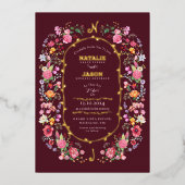 Elegante Wildflower Meadow Spring Garden bruiloft Folie Uitnodiging (Voorkant)