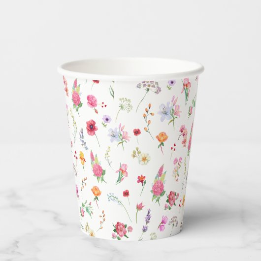 Elegante Wildflower Meadow Spring Garden bruiloft Papieren Bekers (Achterkant)