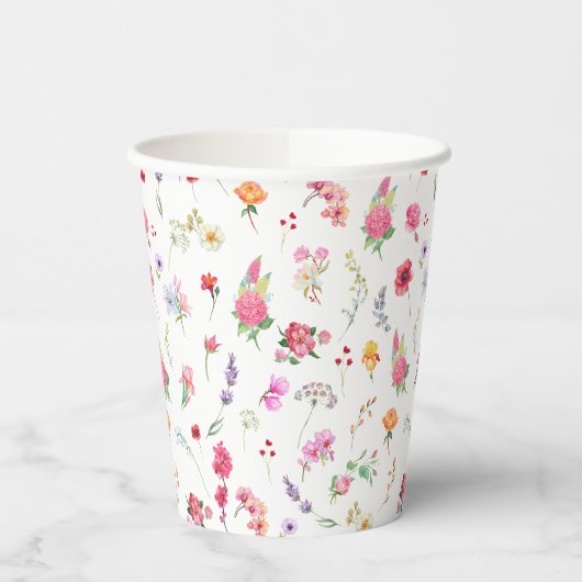 Elegante Wildflower Meadow Spring Garden bruiloft Papieren Bekers (Links)