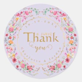Elegante Wildflower Meadow Spring Garden bruiloft Ronde Sticker