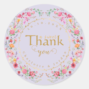 Elegante Wildflower Meadow Spring Garden bruiloft Ronde Sticker