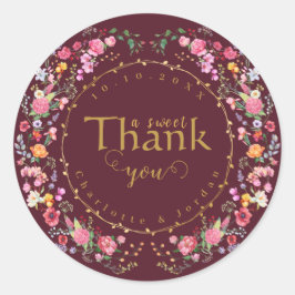 Elegante Wildflower Meadow Spring Garden bruiloft Ronde Sticker