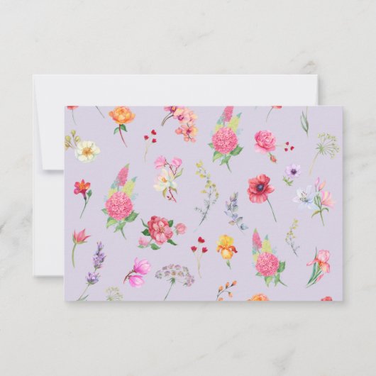 Elegante Wildflower Meadow Spring Garden bruiloft RSVP Kaartje (Achterkant)