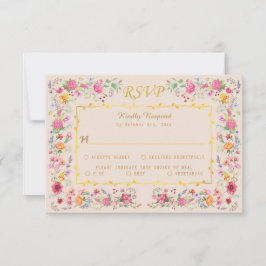 Elegante Wildflower Meadow Spring Garden bruiloft RSVP Kaartje