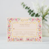 Elegante Wildflower Meadow Spring Garden bruiloft RSVP Kaartje (Staand voorkant)