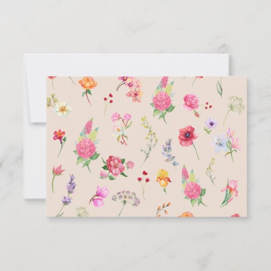 Elegante Wildflower Meadow Spring Garden bruiloft RSVP Kaartje (Achterkant)