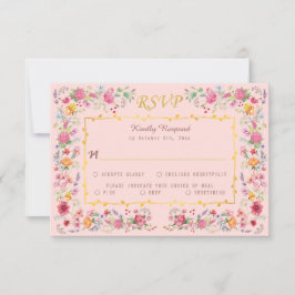 Elegante Wildflower Meadow Spring Garden bruiloft RSVP Kaartje