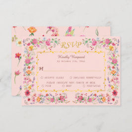 Elegante Wildflower Meadow Spring Garden bruiloft RSVP Kaartje