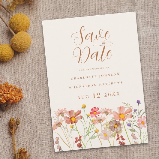 Elegante Wildflower Meadow Wedding Save the Date
