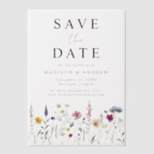 Elegante Wildflower Meadow Wedding Save the Date Vellum Uitnodigingen (Voorkant)