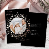 Elegante Wildflower Merry Christmas Foto Roos Gold Folie Feestdagenkaart