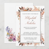 Elegante Wildflower minimalistische bruiloft uitno Kaart (Voorkant / Achterkant)