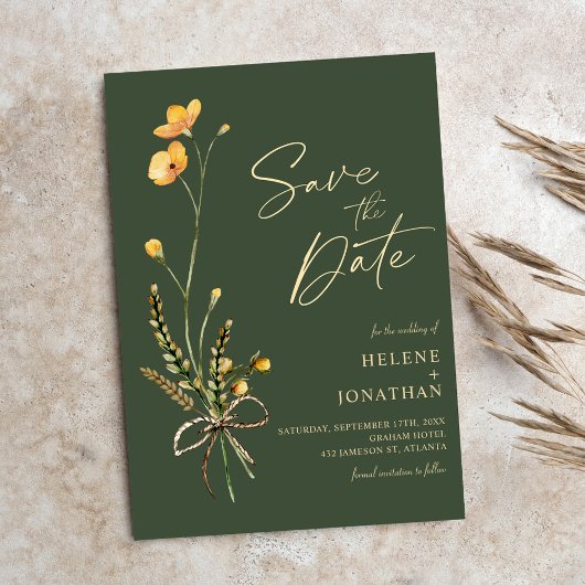 Elegante Wildflower Moderne Rustieke Bruiloft Save The Date