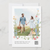Elegante Wildflower Monogram Fotobruiloft Kaart (Achterkant)