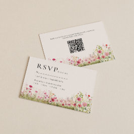 Elegante Wildflower Online RSVP QR Code Wedding Informatiekaartje