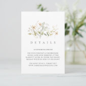 Elegante Wildflower Outdoor Bruiloft Details Informatiekaartje (Staand voorkant)