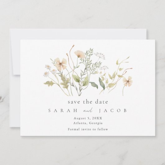 Elegante Wildflower Outdoor Bruiloft Save The Date (Voorkant)