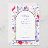 Elegante Wildflower Paarse booguitnodiging Kaart (Voorkant)