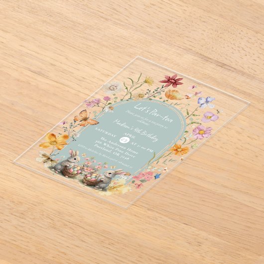 Elegante Wildflower Paasverjaardag ParTea Acryl Uitnodigingen (Laagn)