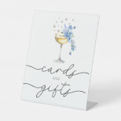 Elegante Wildflower Parels & Prosecco Kaarten & Ca Reclamebord Met Voetstuk (Voorkant)