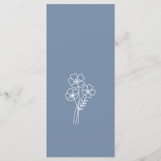 Elegante Wildflower Periwinkle bruiloft Menu (Achterkant)