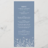 Elegante Wildflower Periwinkle bruiloft Menu (Voorkant)