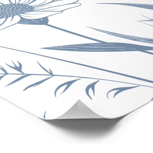 Elegante Wildflower Periwinkle bruiloft Poster (Hoek)