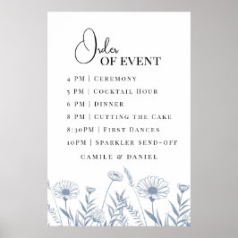 Elegante Wildflower Periwinkle bruiloft Poster