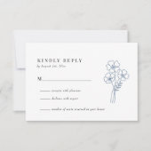 Elegante Wildflower Periwinkle bruiloft RSVP Kaartje (Voorkant)