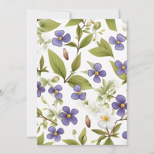 Elegante Wildflower Periwinkle bruiloft uitnodigin Kaart (Achterkant)