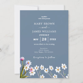 Elegante Wildflower Periwinkle bruiloft uitnodigin Kaart