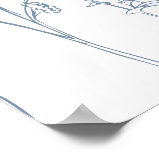 Elegante Wildflower Periwinkle Bruiloft Welkomstbo Poster (Hoek)