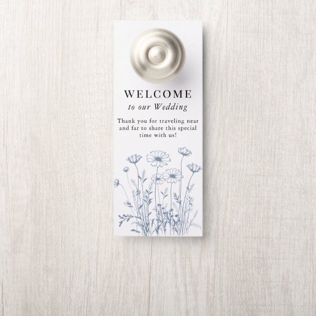 Elegante Wildflower Periwinkle Wedding Door Hanger (Op knop)