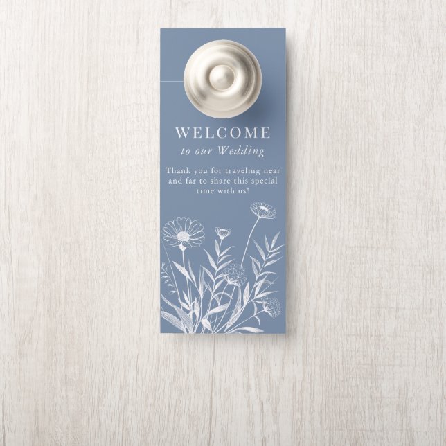 Elegante Wildflower Periwinkle Wedding Door Hanger (Op knop)