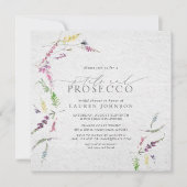 Elegante Wildflower Petals & Prosecco Vrijgezellen Kaart (Voorkant)