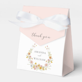 Elegante Wildflower Pink Bow Wedding Bedankdoosjes