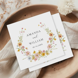 Elegante Wildflower Pink Bow Wedding Servet