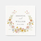 Elegante Wildflower Pink Bow Wedding Servet (Voorkant)