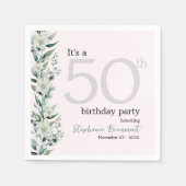 Elegante Wildflower Pink Surprise 50ste Verjaardag Servet (Voorkant)