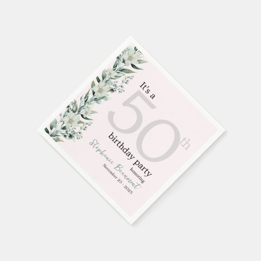 Elegante Wildflower Pink Surprise 50ste Verjaardag Servet (Hoek)