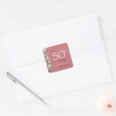 Elegante Wildflower Pink Surprise 50ste verjaardag Vierkante Sticker (Envelop)