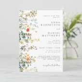 Elegante Wildflower QR Code Bruiloft Kaart (Staand voorkant)